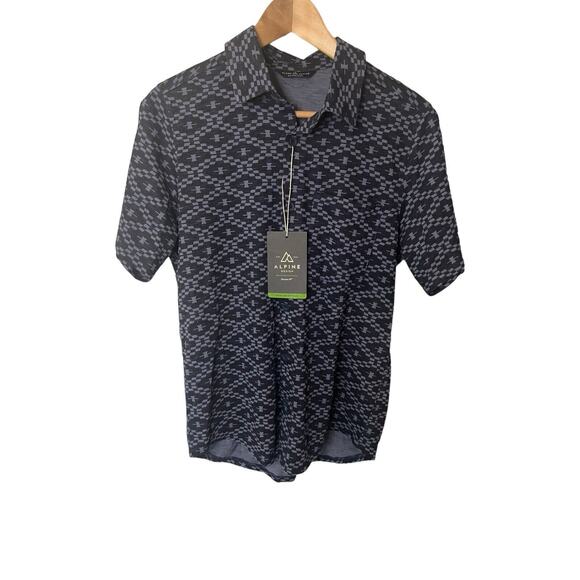 Alpine Button Up Men’s Size‎ Small Knit Navy, Geometric NWT - Picture 1 of 9